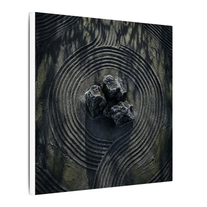 Moody Rock Garden Canvas Art - Dark Texture Dark Japandi