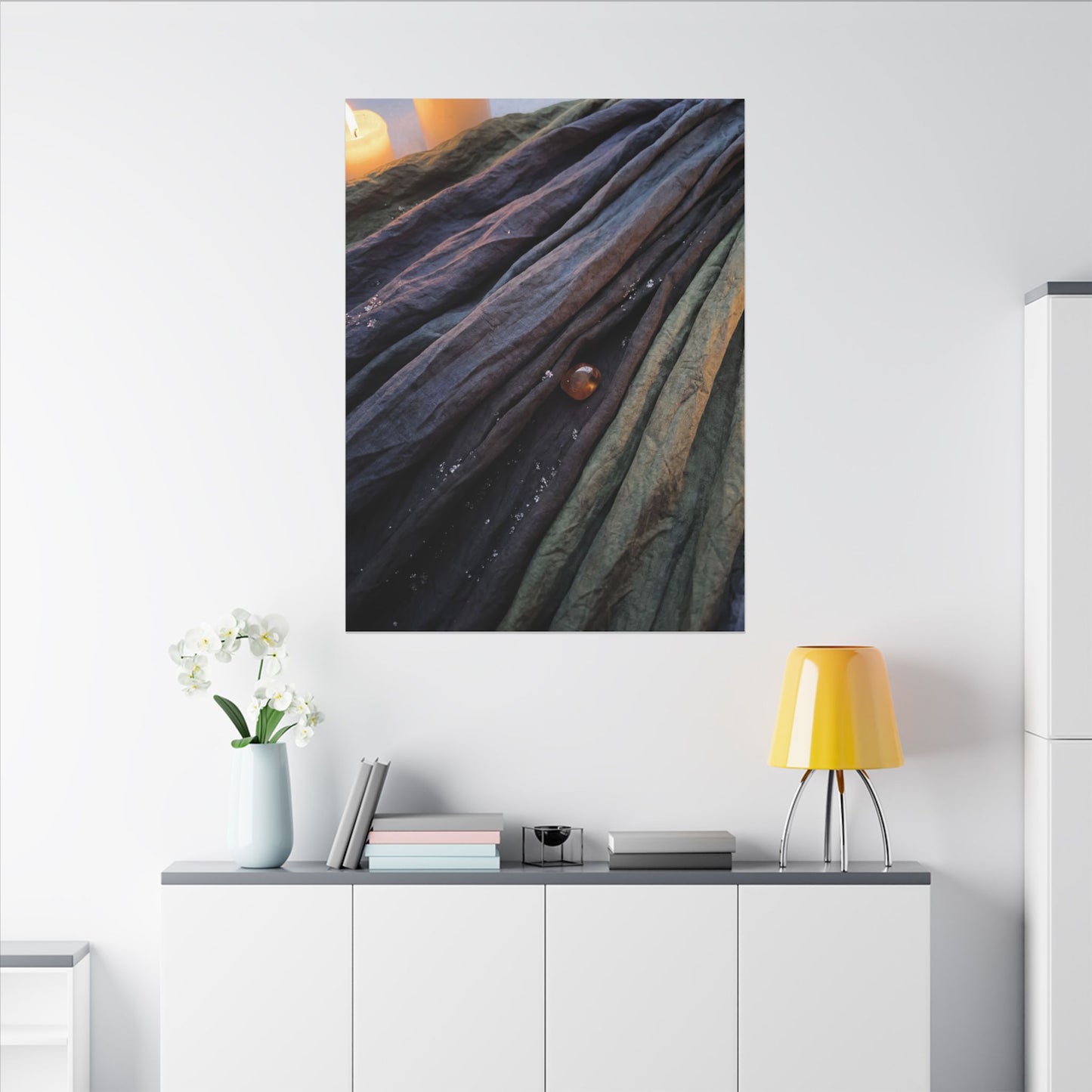 Silk Drape Shadow Zen Canvas Art | Moody Dark Japandi Art