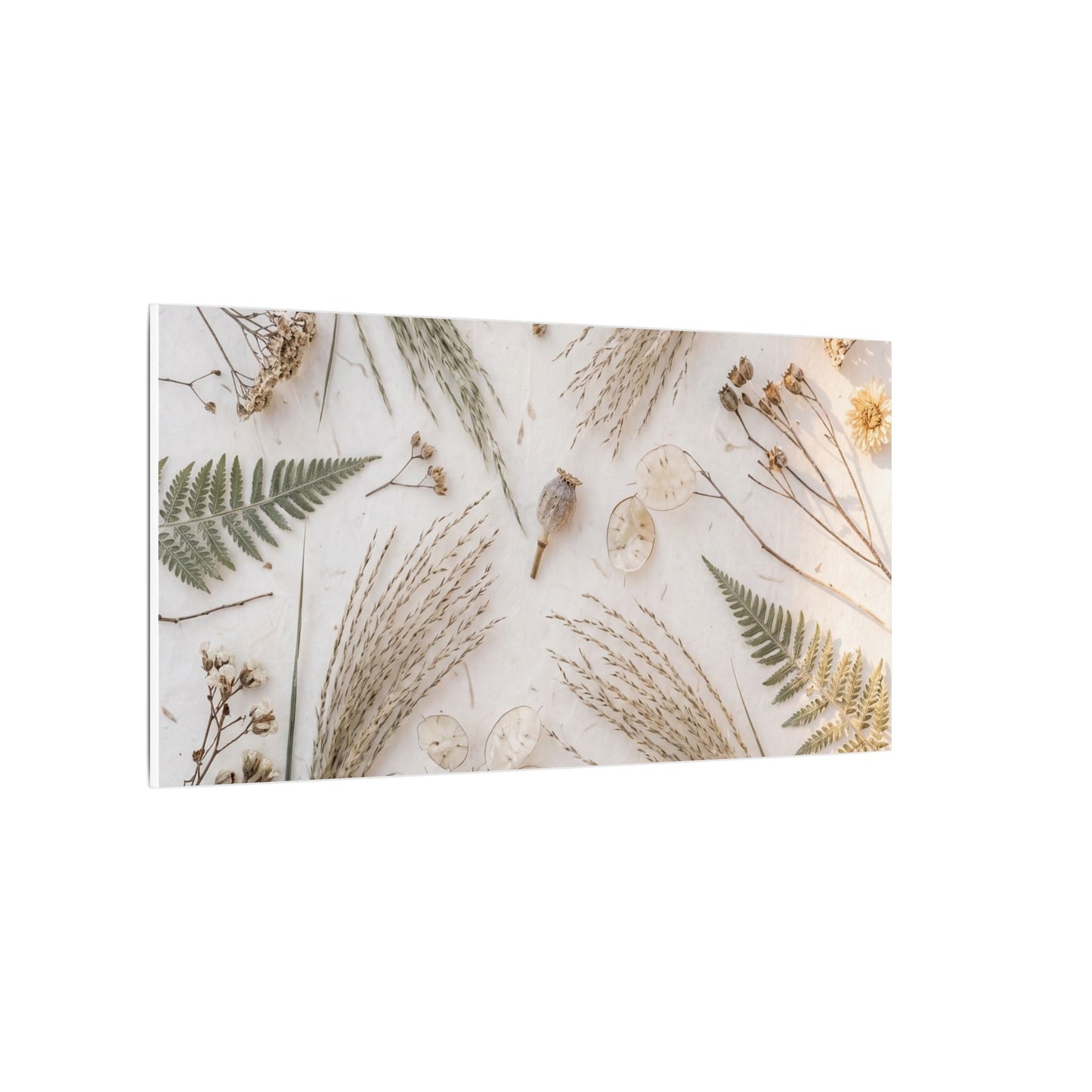 Elegant Dried Flowers Canvas Art - Japanese Pattern Japandi