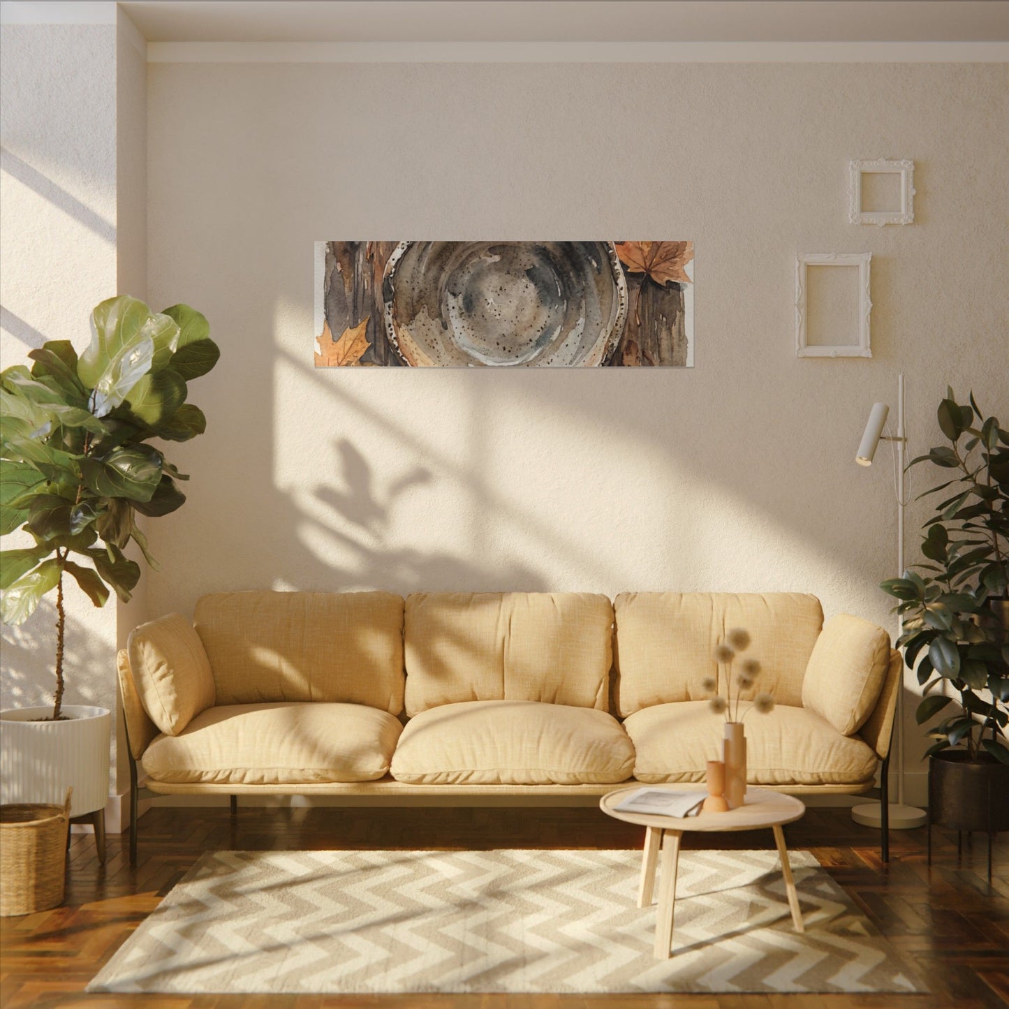 Ma Ceramic Bowl Canvas Art - Japandi Watercolor