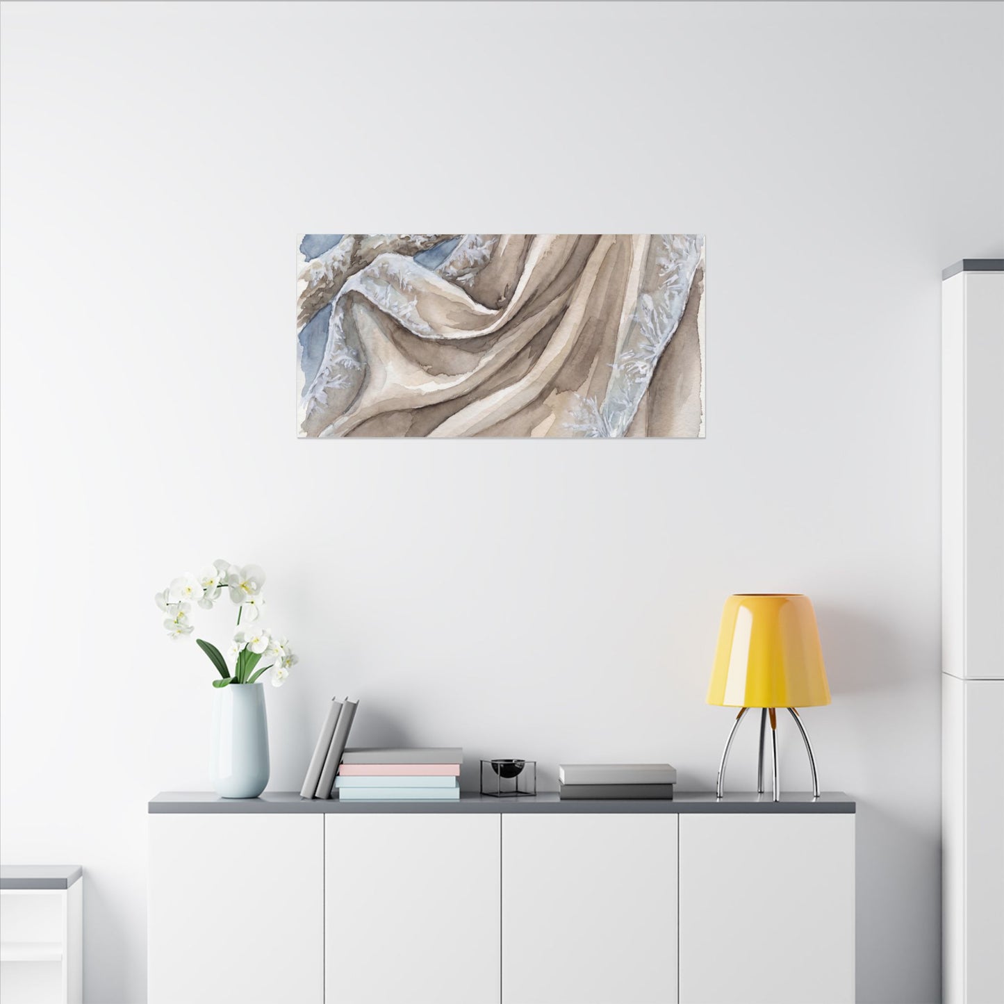 Silk Drape Winter Canvas Art | Japandi Cozy Design