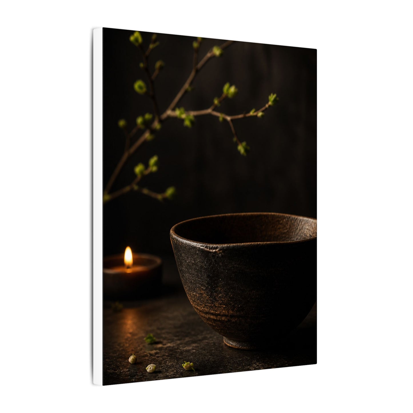 Moody Ceramic Bowl Canvas Art - Shadow Zen Dark Japandi