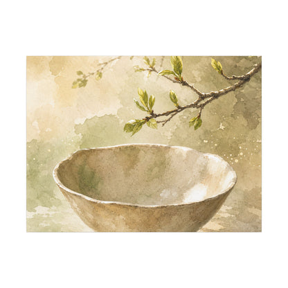 Warm Ceramic Bowl Canvas Art - Watercolor Japandi