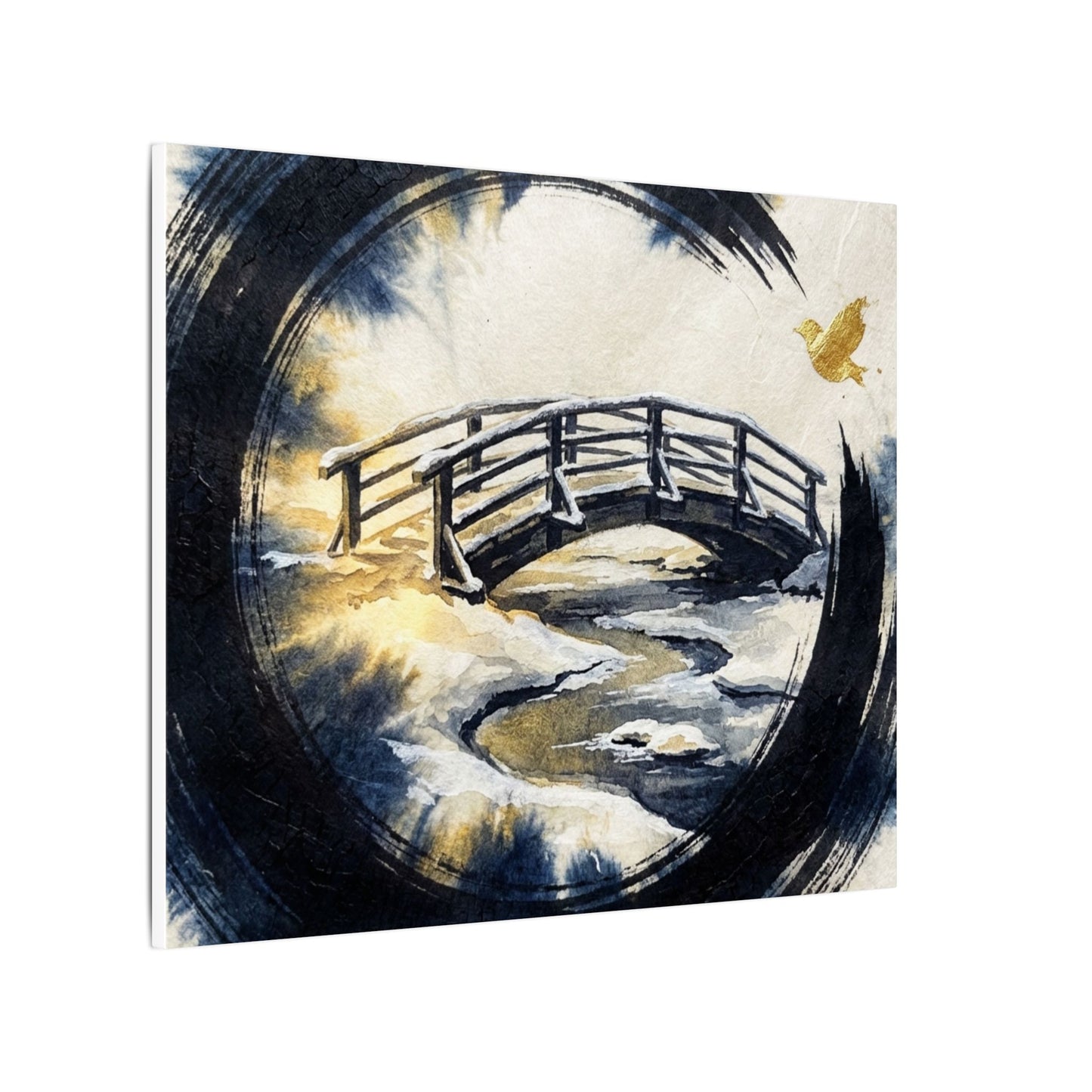 Autumn Ink Brushstroke Karesansui Canvas Art | Peaceful Decor