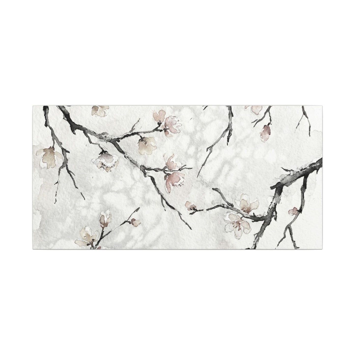 Cherry Blossom Canvas Art | Winter Japandi Watercolor Art