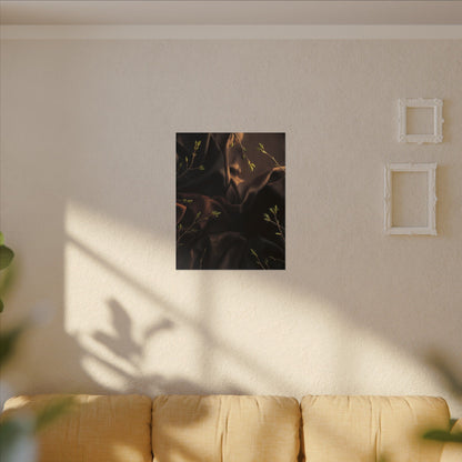 Dark Japandi Silk Drape in Golden Hour | Moody Minimal Canvas Art