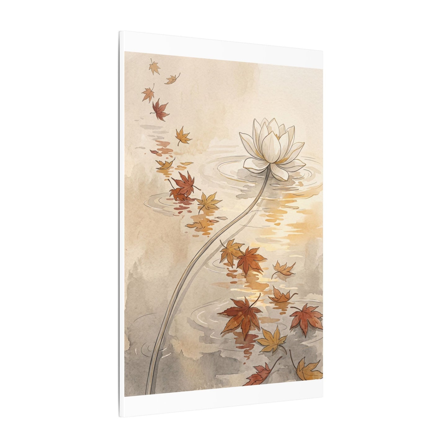 Lotus Flower Canvas Art | Autumn Japandi Minimal Line Art