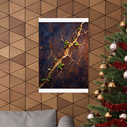 Shibui Rust Patina Wall Art Print - Kintsugi Gold Vein