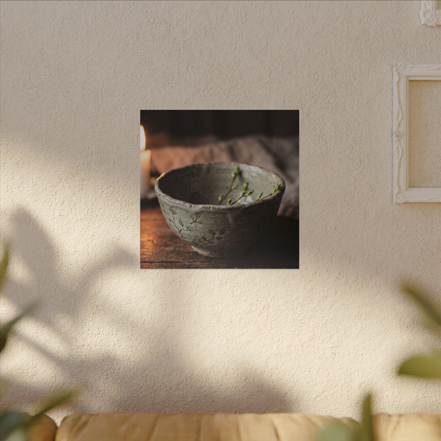 Ceramic Bowl Spring Canvas Art | Japandi Neutral Design