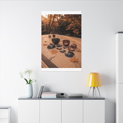 Golden Hour Tea Ceremony Canvas Art - Kintsugi Shibui