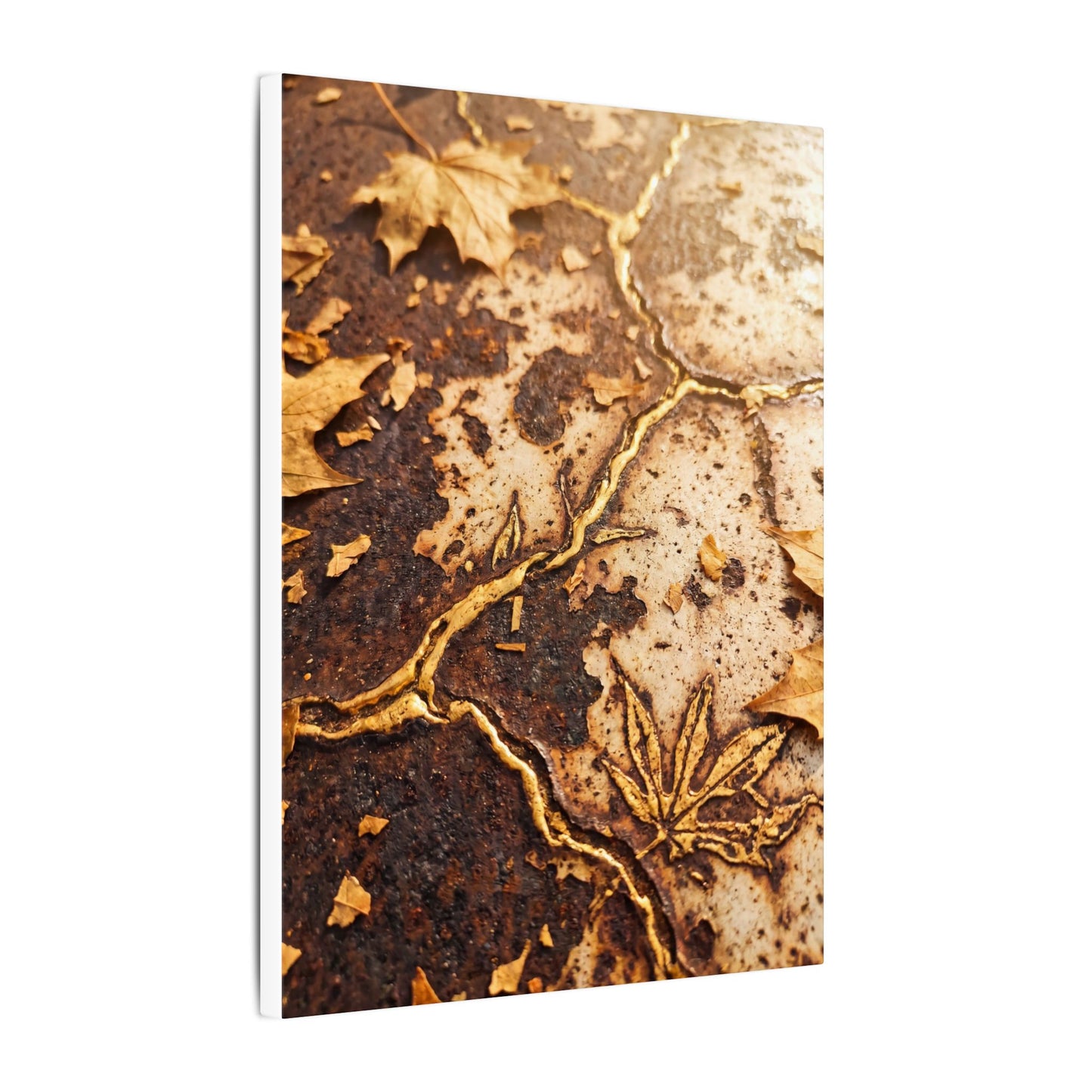 Kintsugi Rust Patina in Golden Hour | Gold Vein Canvas Art