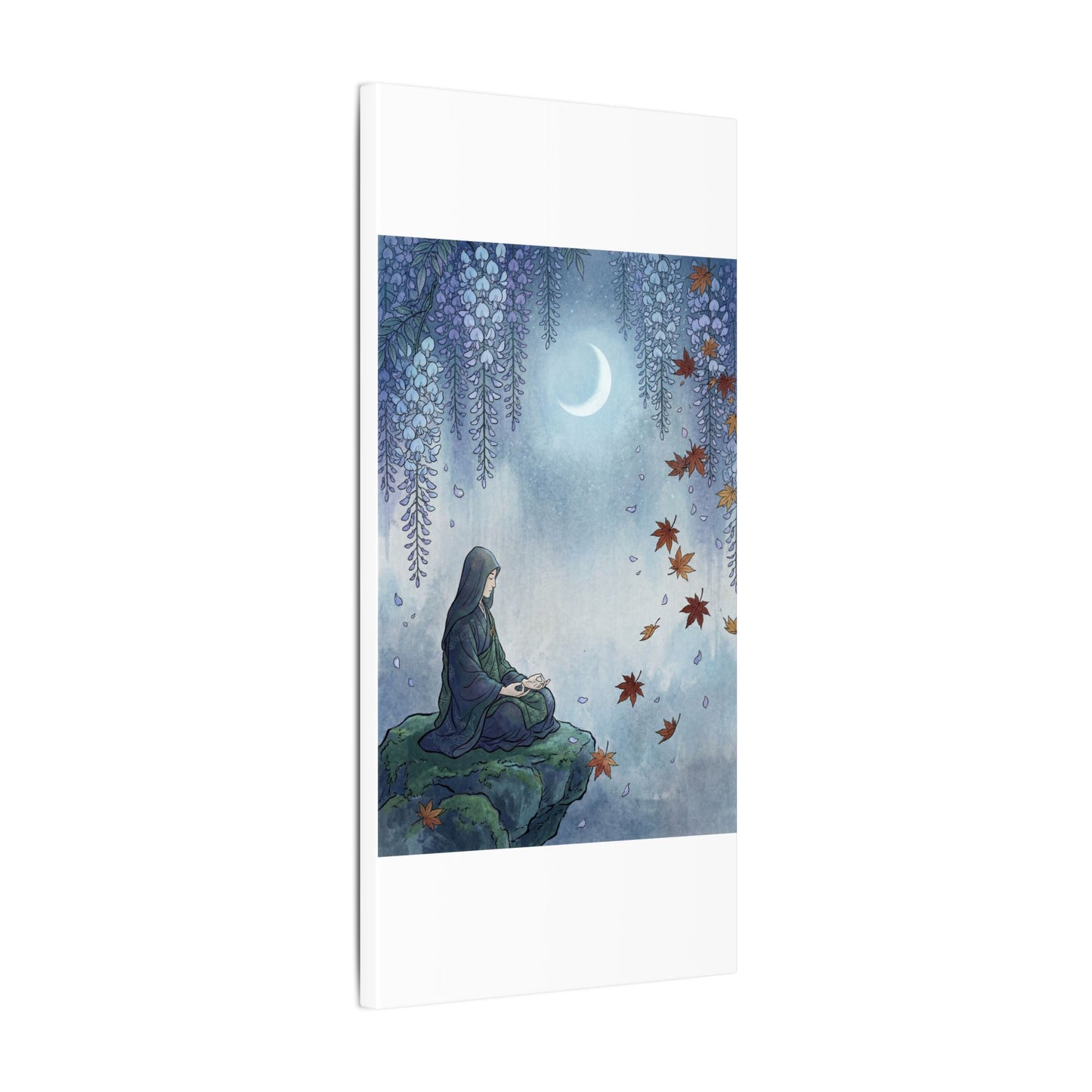 Zen Wisteria in Moonlight | Ukiyo E Inspired Canvas Art