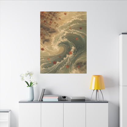 Japandi Ocean Wave in Candlelight | Japanese Pattern Canvas Art