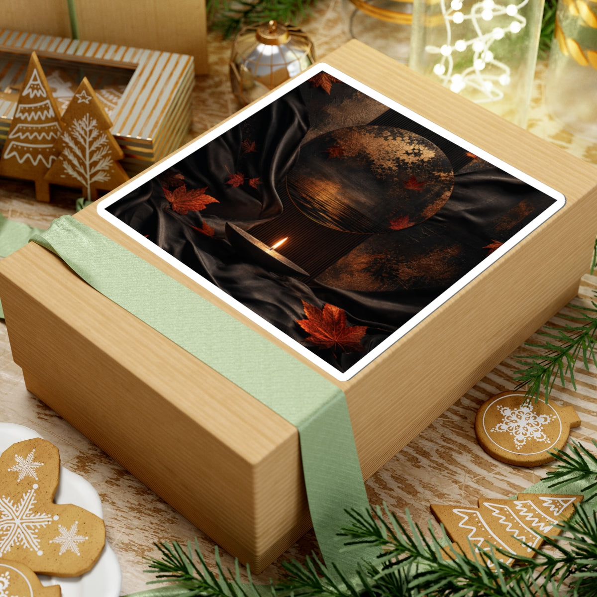 Candlelight Silk Drape Sticker - Dark Japandi Kanso