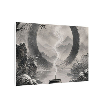 Incense Smoke Canvas Art | Winter Zen Sumi E Art