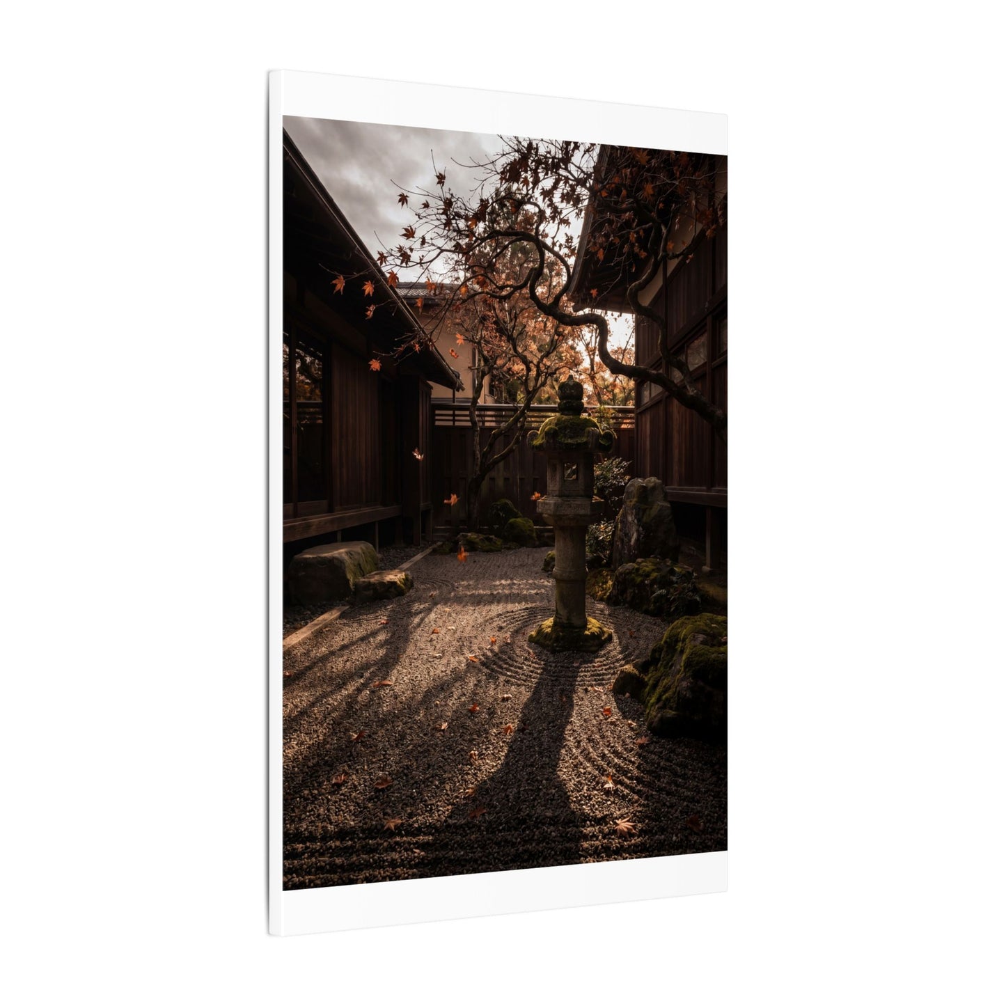 Seijaku Stone Lantern Canvas Art - Dark Japandi Shadow Zen