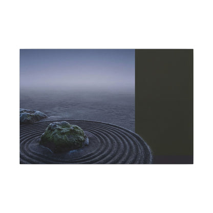Ma Rock Garden Canvas Art - Dark Japandi Moody Minimal