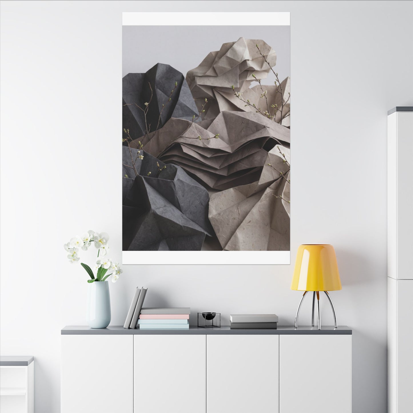 Neutral Paper Fold Canvas Art - Texture Japandi