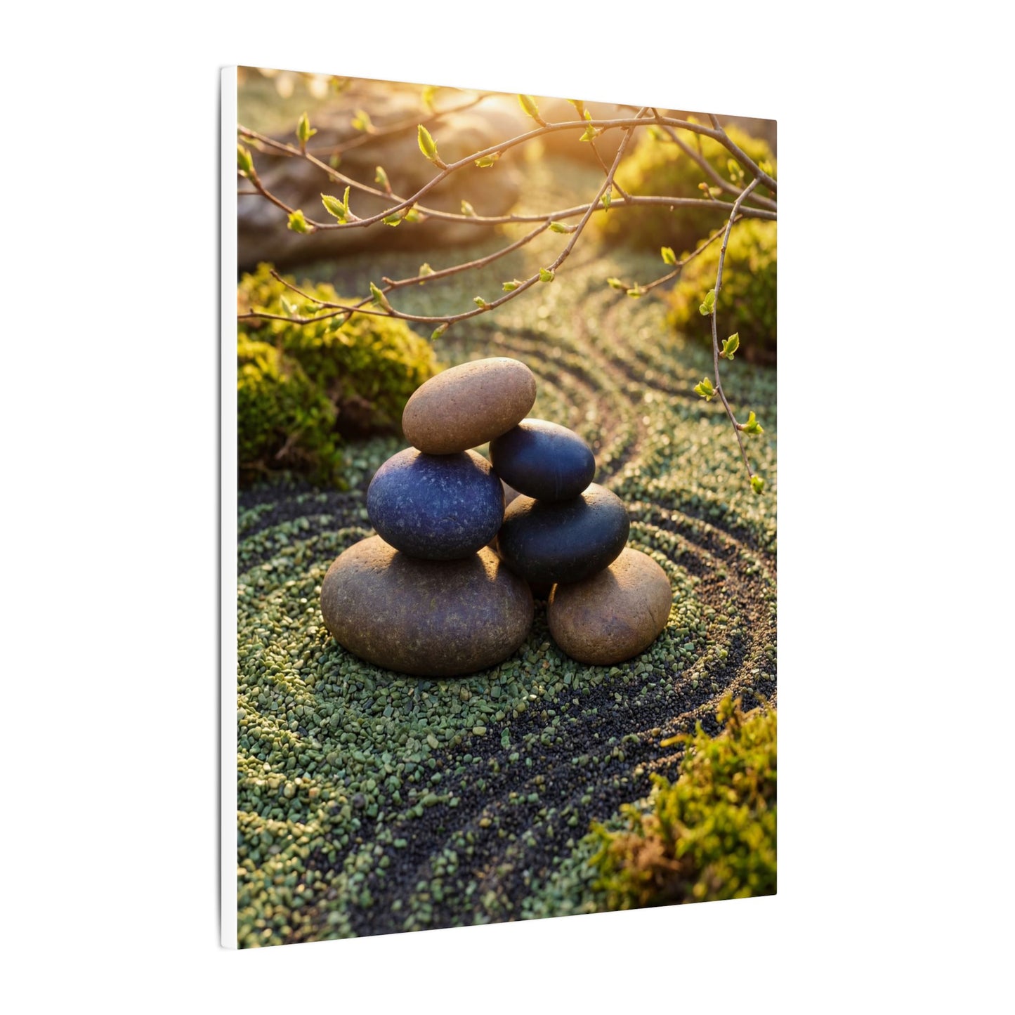 Zen River Stones in Golden Hour | Karesansui Canvas Art