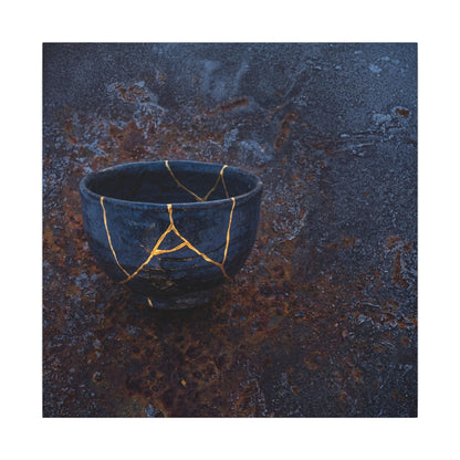 Rust Patina Winter Canvas Art | Kintsugi Healing Design