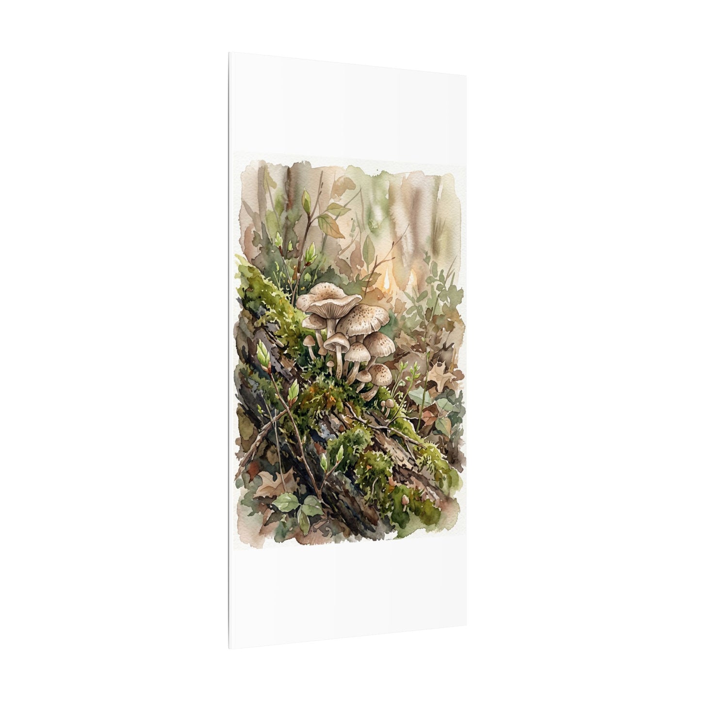 Wild Mushrooms Canvas Art | Spring Japandi Watercolor Art