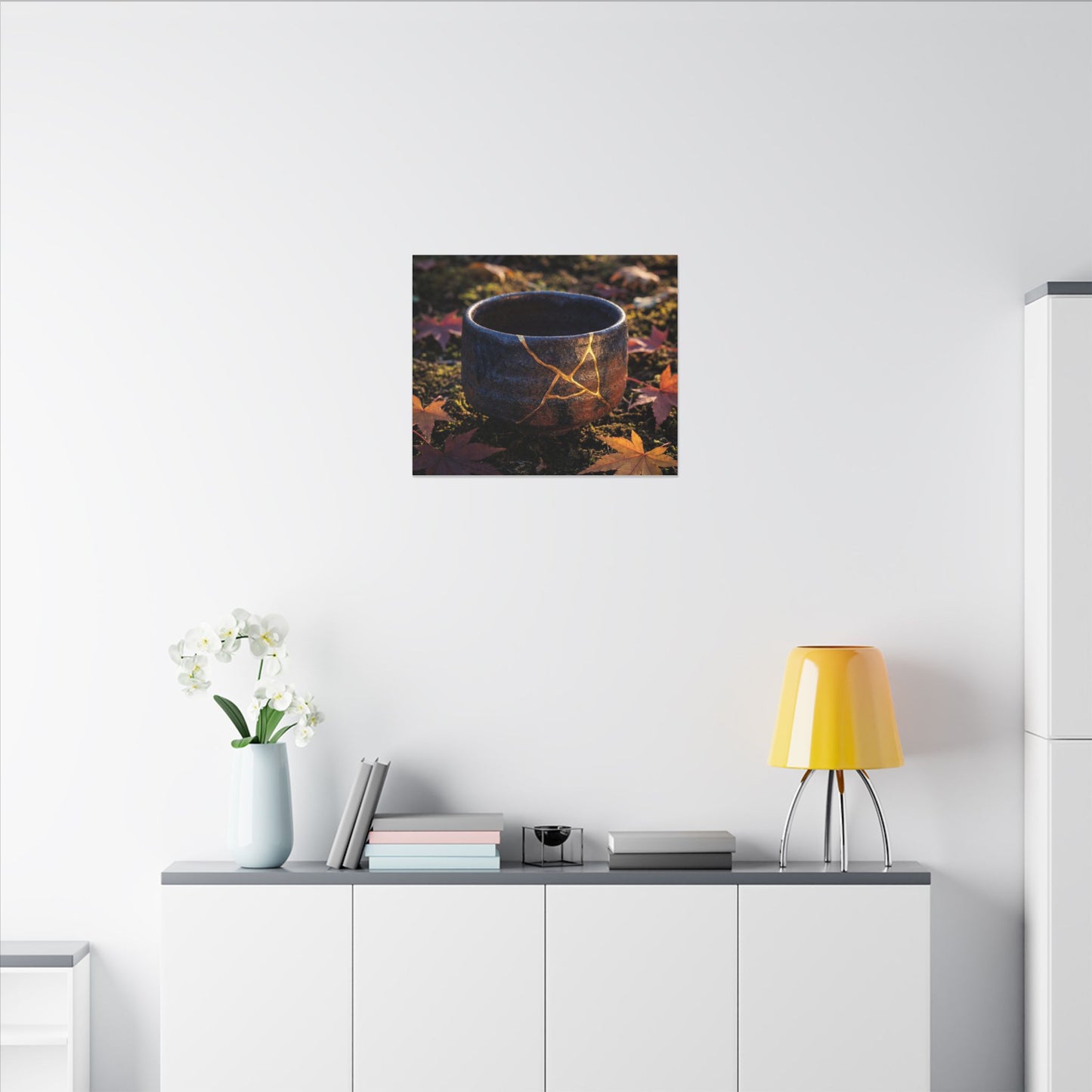 Kanso Moonlit Garden Canvas Art - Kintsugi Gold Repair