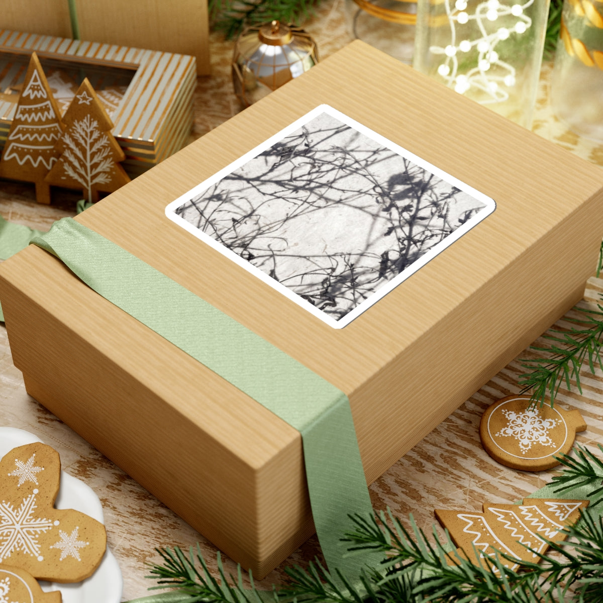 Shadow Play Sticker | Winter Japandi Japanese Pattern Art