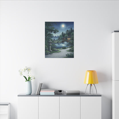 Summer Moonlit Garden Ukiyo E Inspired Canvas Art | Serene Decor