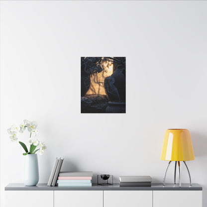 Incense Smoke Canvas Art | Winter Dark Japandi Shadow Zen Art