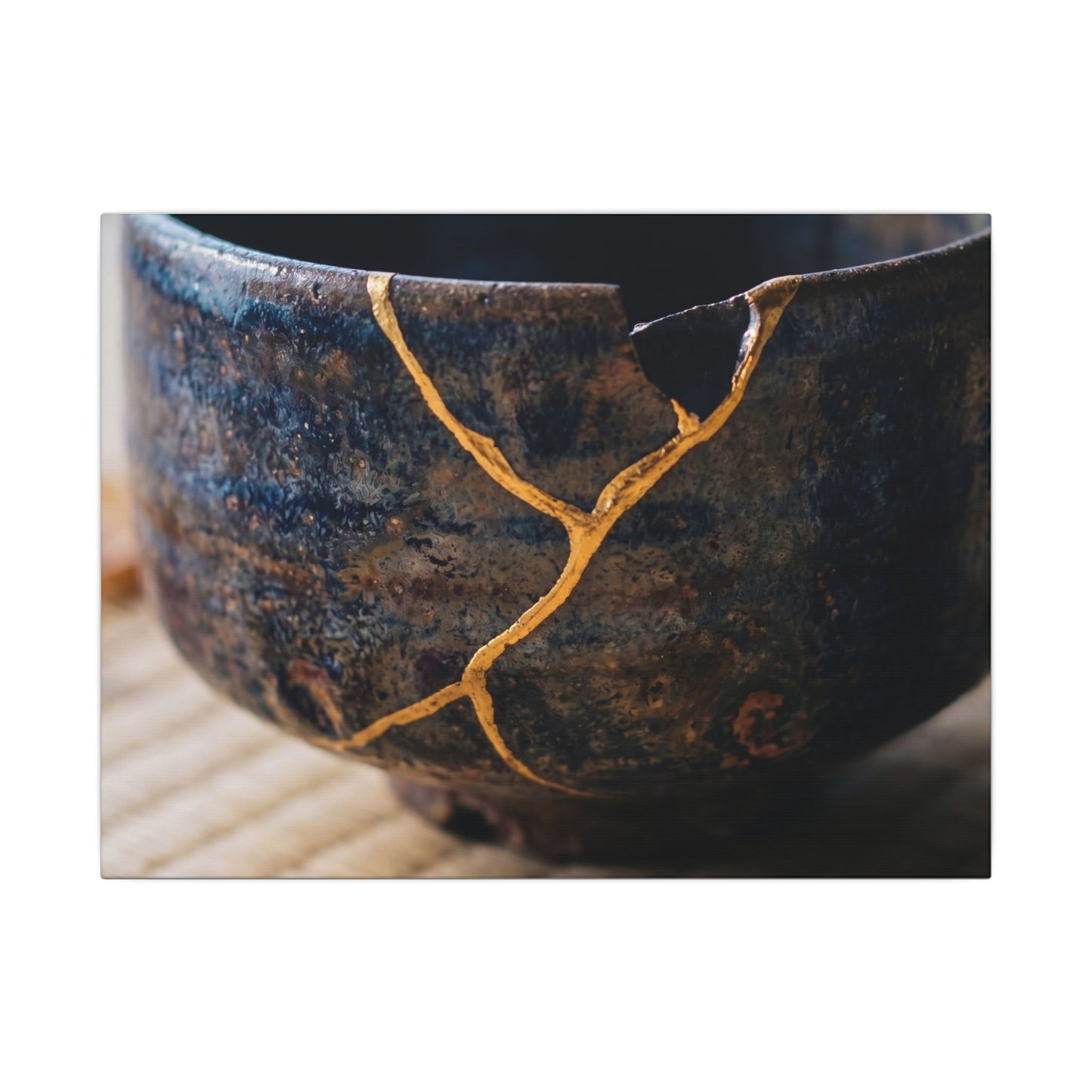 Tea Ceremony Autumn Canvas Art | Kintsugi Healing Design