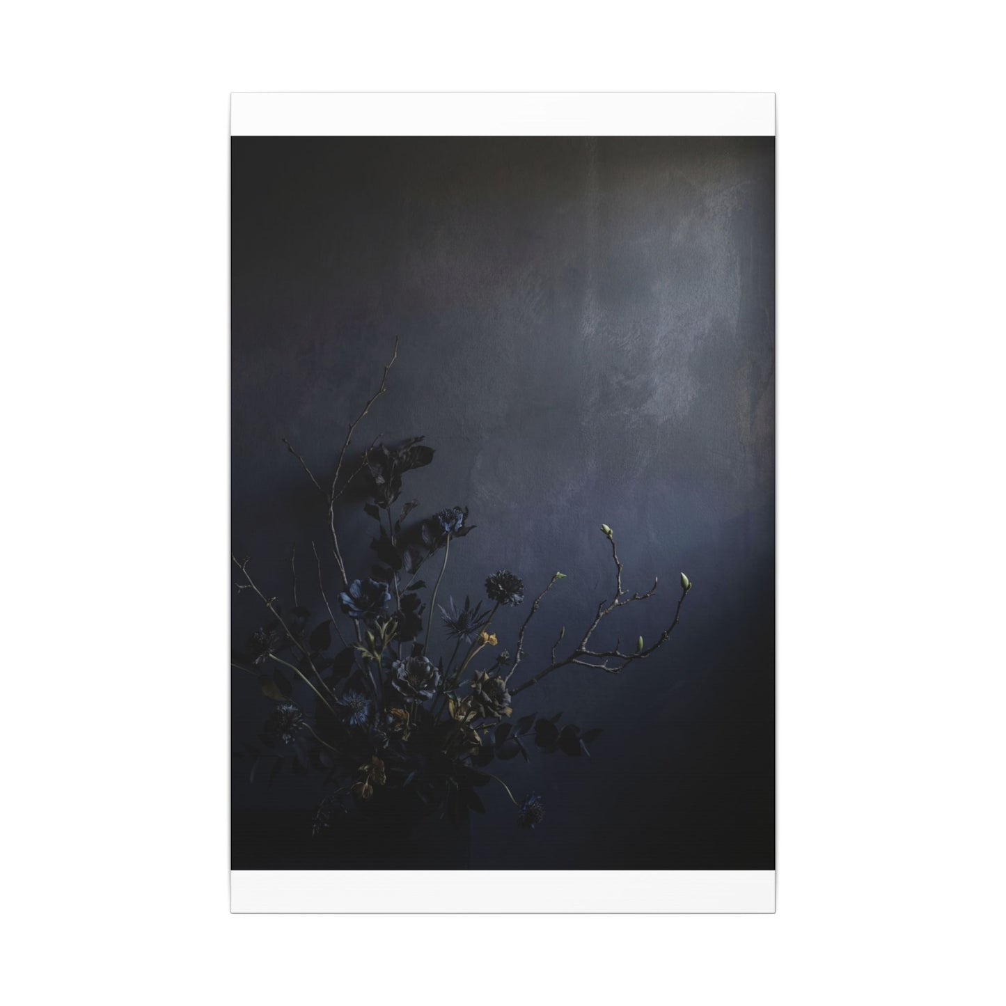 Dried Flowers Spring Canvas Art | Dark Japandi Moody Design