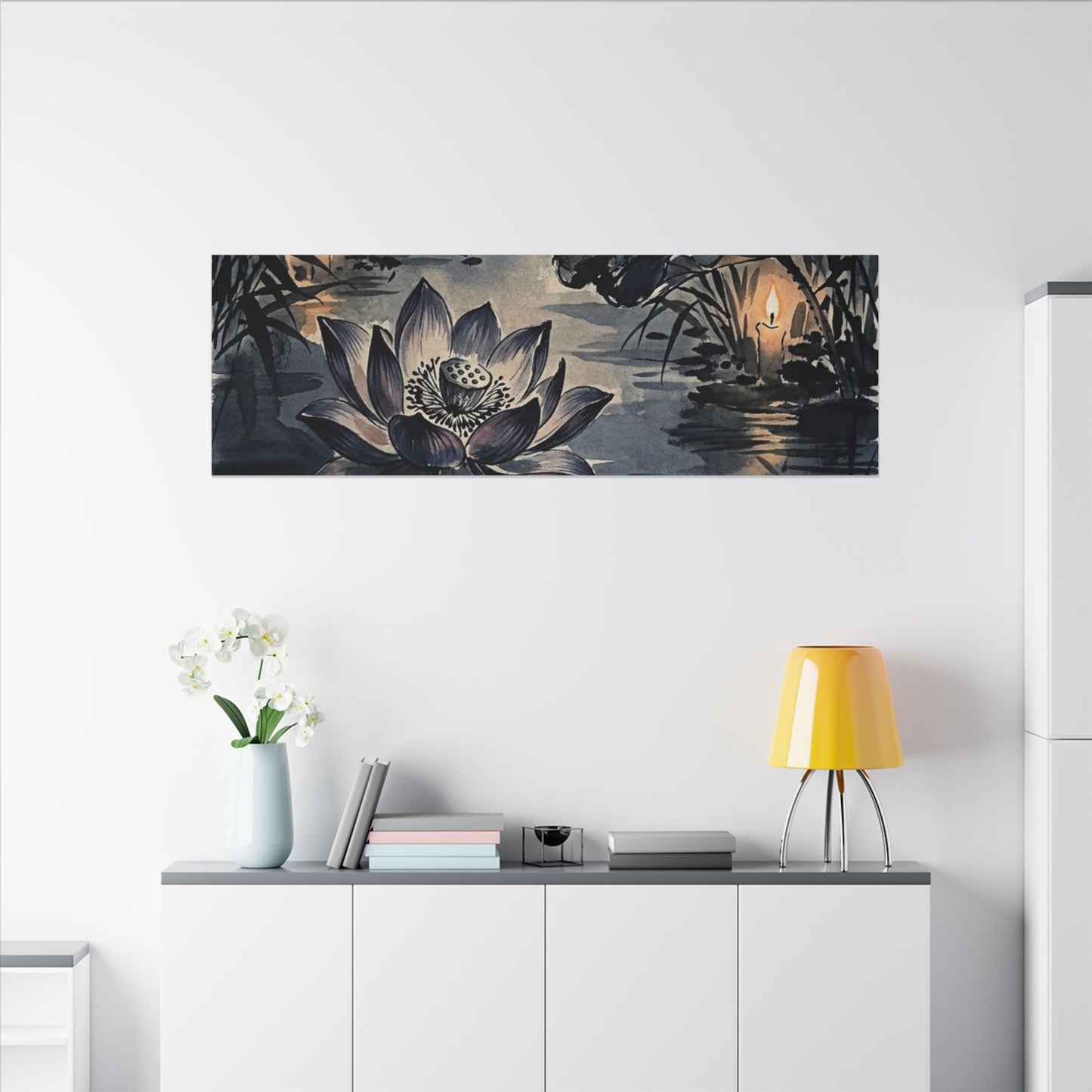 Fukinsei Lotus Flower Canvas Art - Zen Sumi E