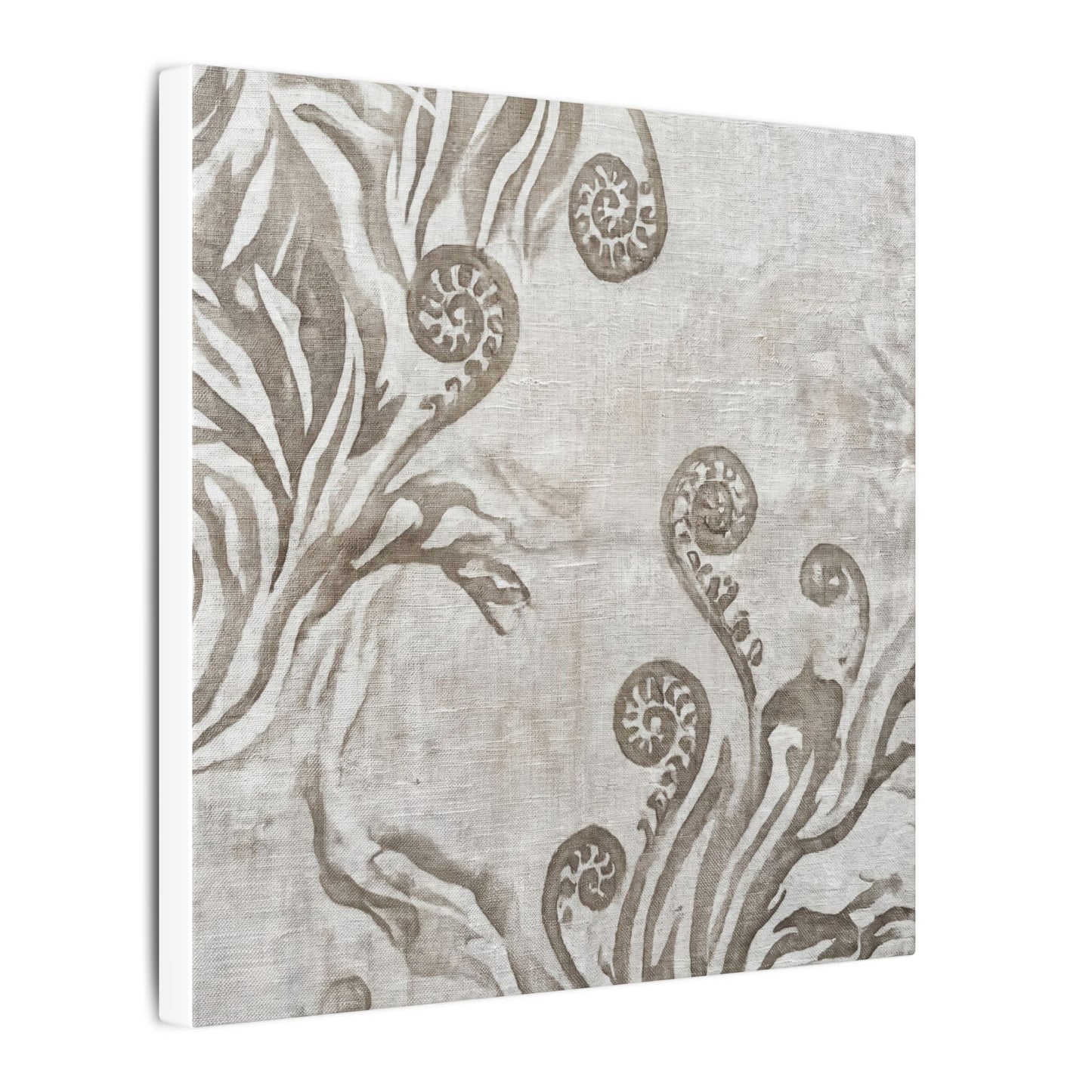 Japandi Fern Unfurling in Overcast | Japanese Pattern Canvas Art