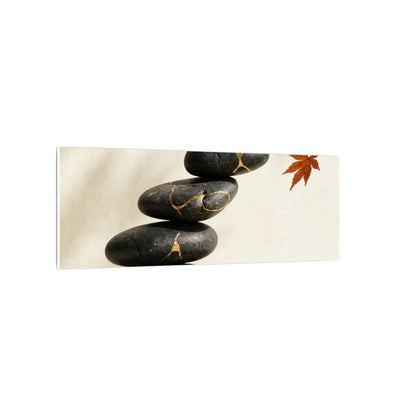 Kintsugi River Stones in Dappled | Crackle Gold Canvas Art