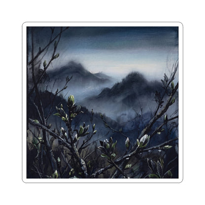 Shibui Mountain Mist Sticker - Dark Japandi Dark Texture Art Print