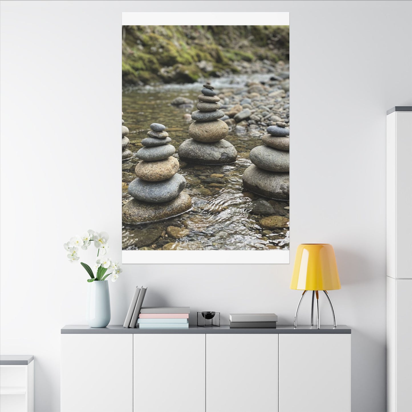 Zen River Stones in Dawn | Karesansui Canvas Art
