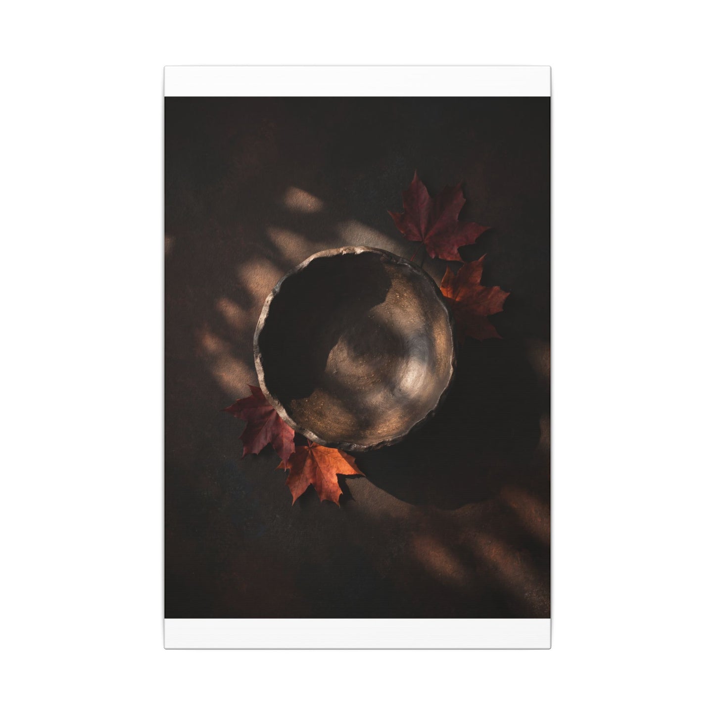 Ceramic Bowl Canvas Art | Autumn Dark Japandi Dark Texture Art