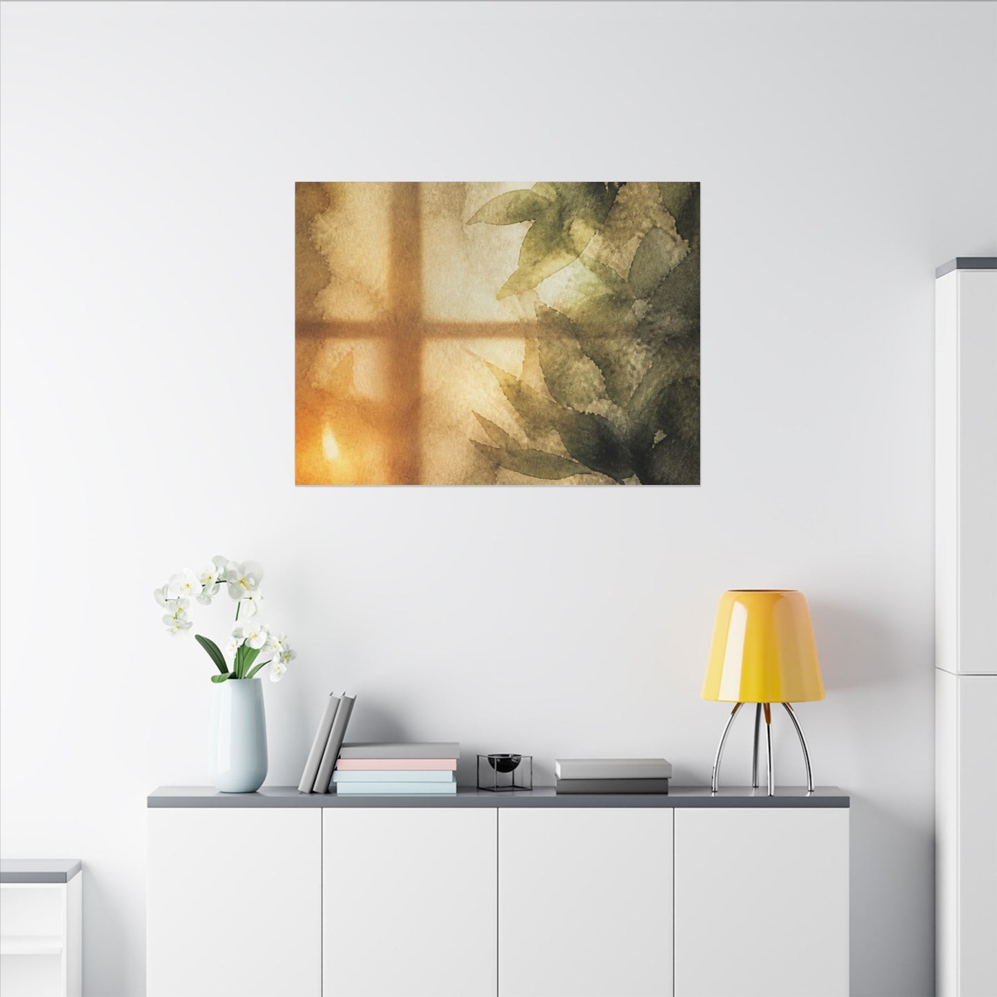 Cozy Shoji Screen Canvas Art - Watercolor Japandi