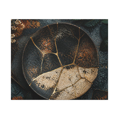 Kintsugi Rust Patina in Dawn | Gold Repair Canvas Art