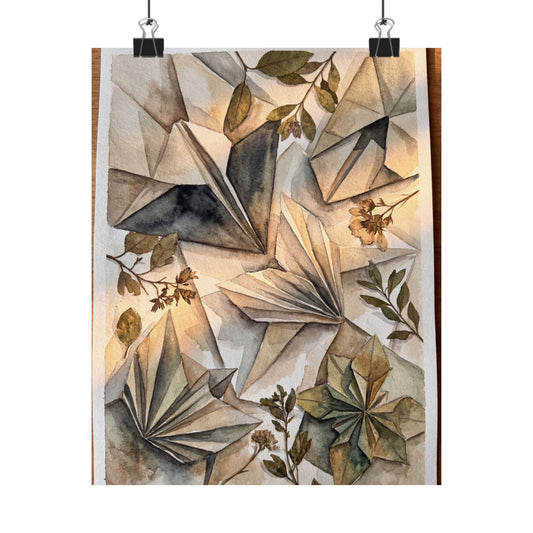 Cozy Paper Fold Wall Art Print - Watercolor Japandi Art Print