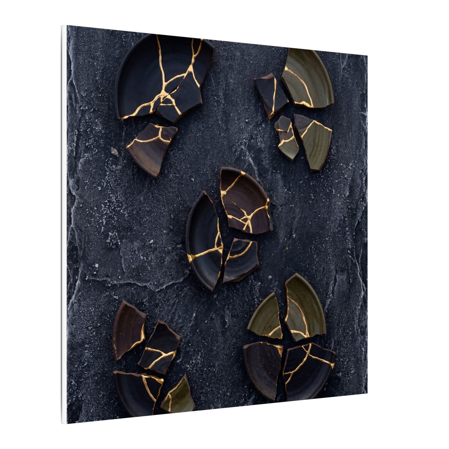 Broken Pottery Canvas Art | Winter Dark Japandi Shadow Zen Art