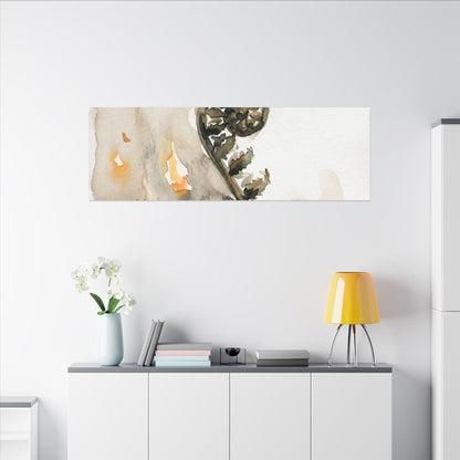 Fern Unfurling Watercolor Canvas Art | Earthy Japandi Art