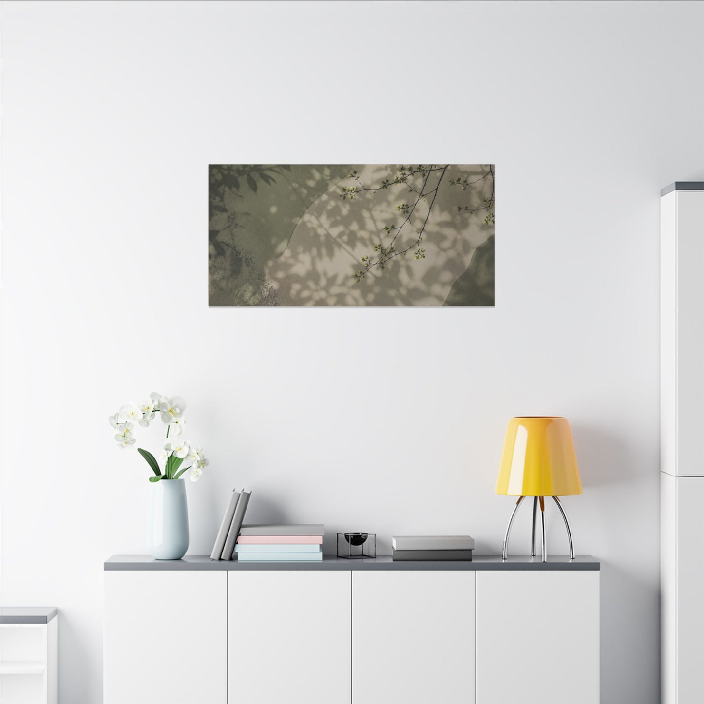 Neutral Shadow Play Canvas Art - Japanese Pattern Japandi