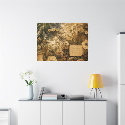 Spring Ocean Wave Herbarium Canvas Art | Nostalgic Decor