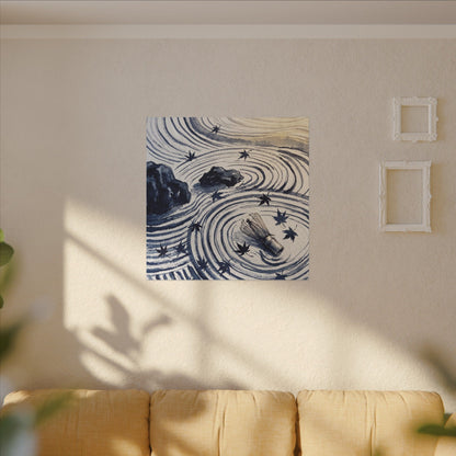 Zen Rock Garden in Golden Hour | Sumi E Canvas Art