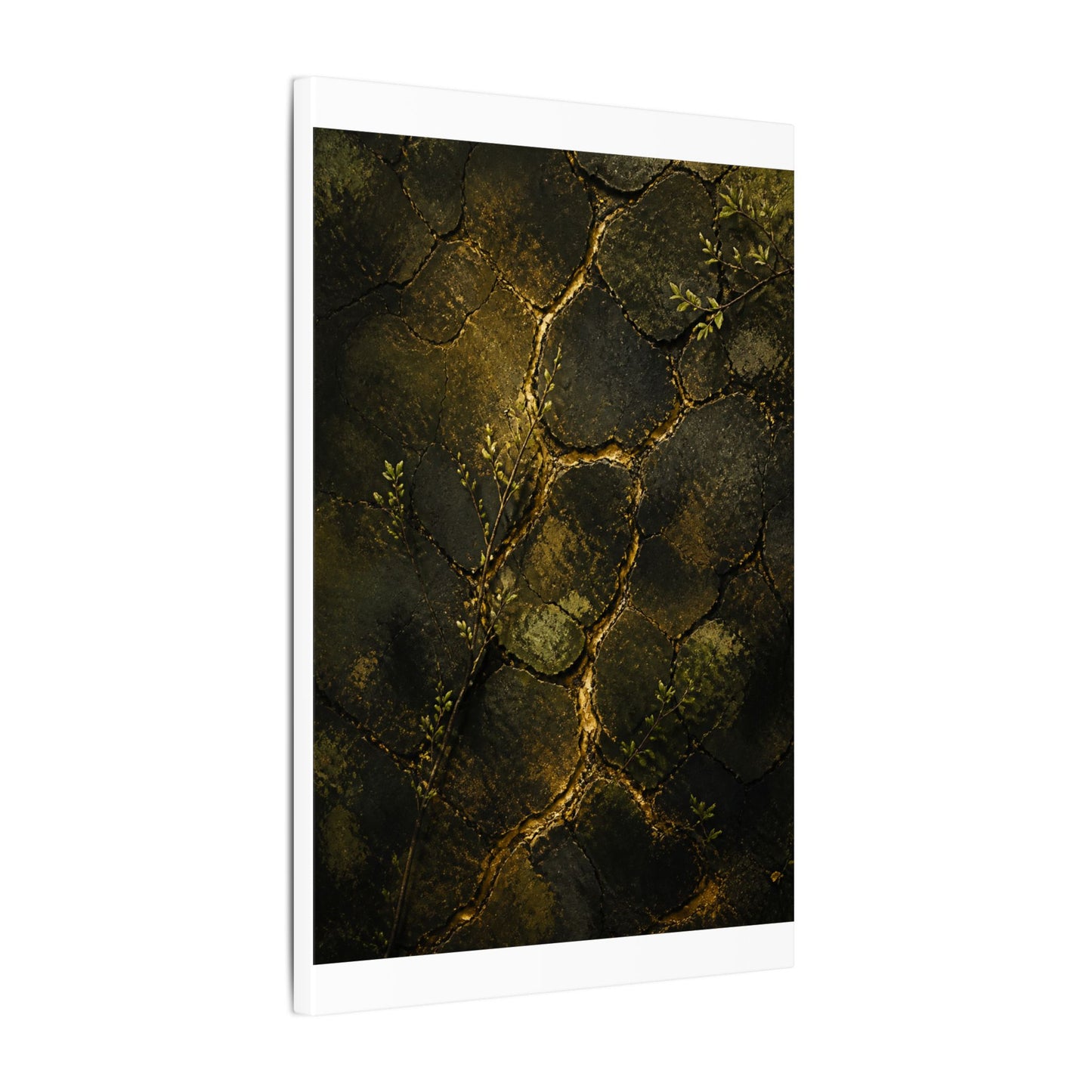 Shibui Cracked Earth Canvas Art - Dark Japandi Dark Texture
