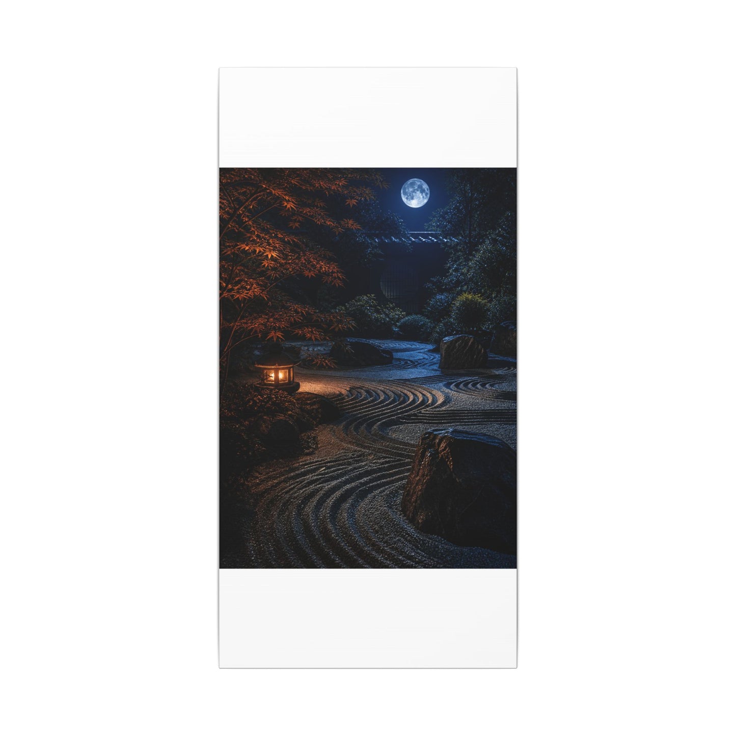 Summer Rock Garden Shadow Zen Canvas Art | Moody Decor