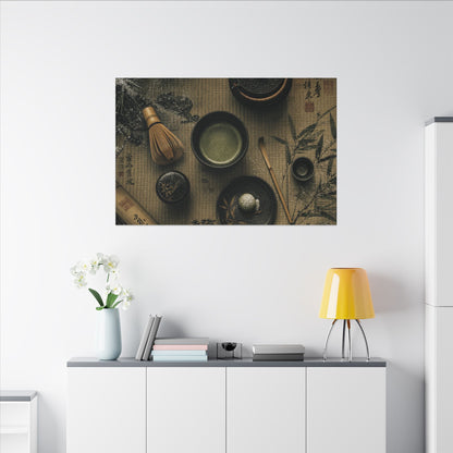 Tea Ceremony Canvas Art | Winter Zen Ukiyo E Inspired Art