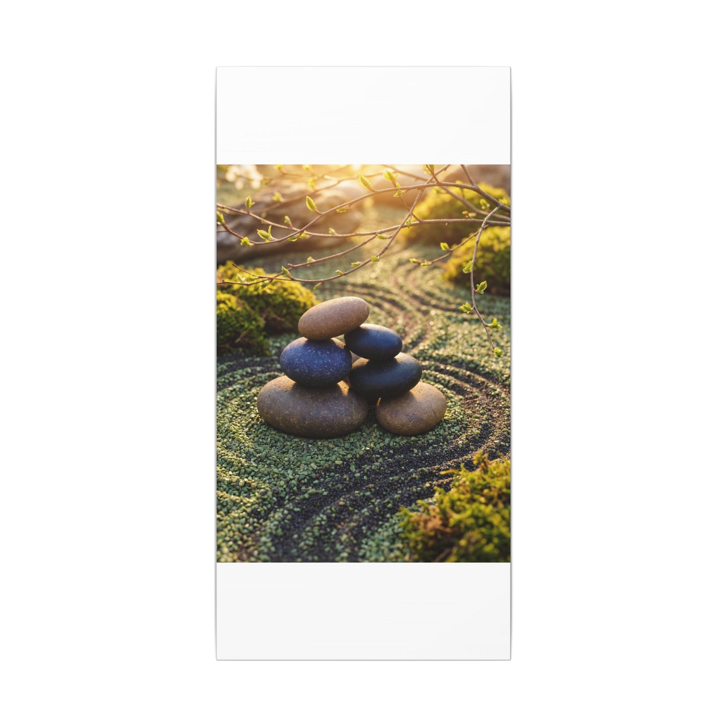 Zen River Stones in Golden Hour | Karesansui Canvas Art