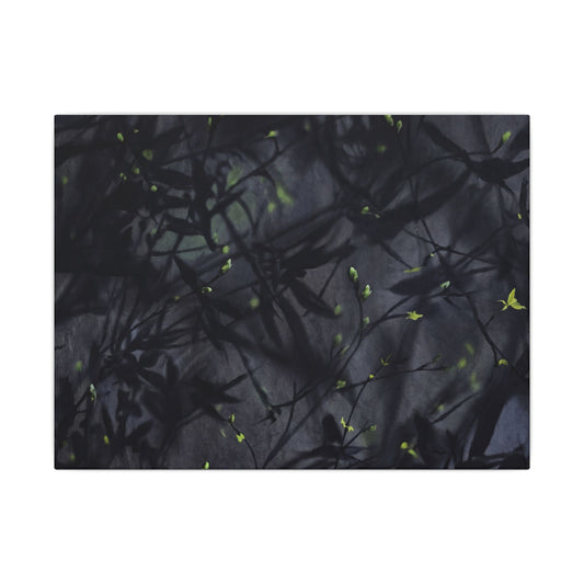 Shadow Play Spring Canvas Art | Dark Japandi Atmospheric Design